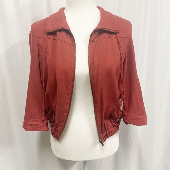 American Rag Red 3/4 Sleeve Zip Up Jacket - Picture 6 of 11